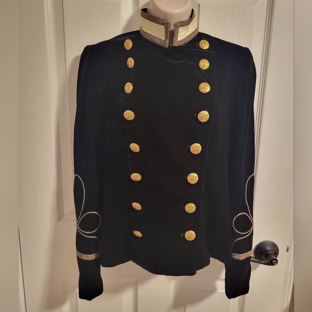 Denim & Supply RALPH LAUREN Black Velvet Double Breasted Military Jacket Small